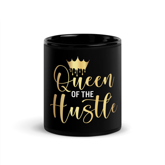 Queen of the Hustle Black Glossy Mug